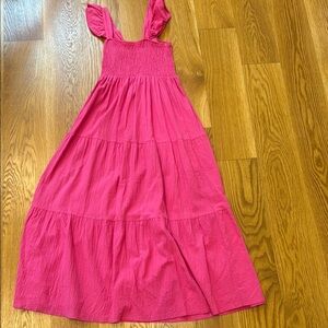Amazon Pink Maxi Sundress Sleeveless Square Neck